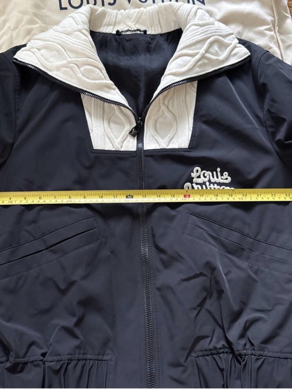 Louis Vuitton Blue Jacket with Cream Knit Collar
